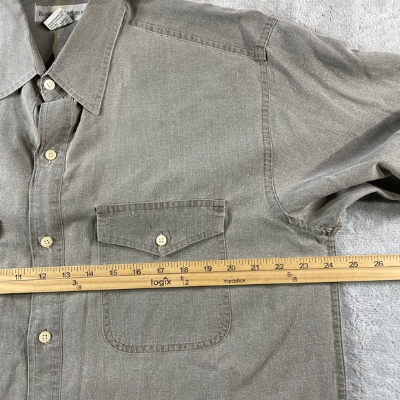 Vintage Banana Republic Shirt Mens Medium Gray Pockets Utility Hunting 90s Y2K - Picture 4 of 9